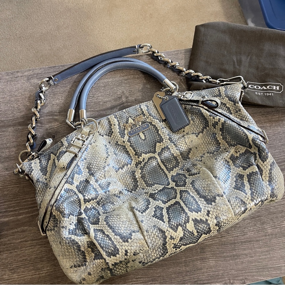 Coach Blue and Gray Snakeskin Bag - Picture 3 of 9